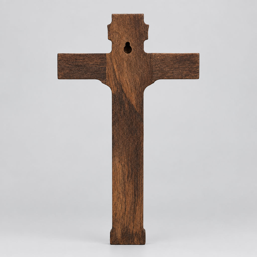Handcrafted Carved Walnut Crucifix Wall Art (10.5" x 6")