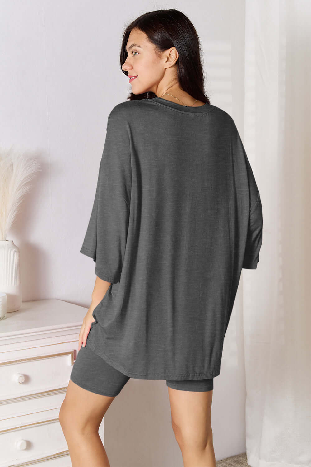 Soft Rayon Three-Quarter Sleeve Top & Shorts Set