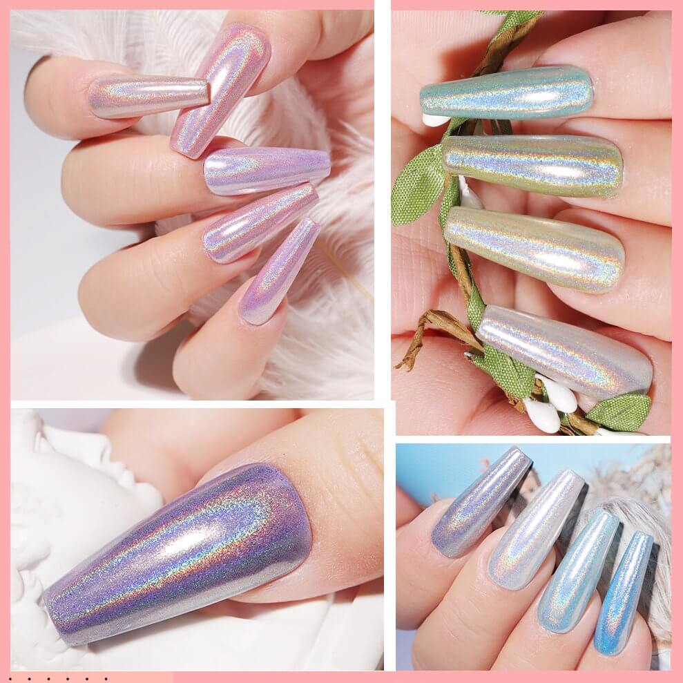 Limegirl Gel Nail Set with Metallic Dust & Top Coats