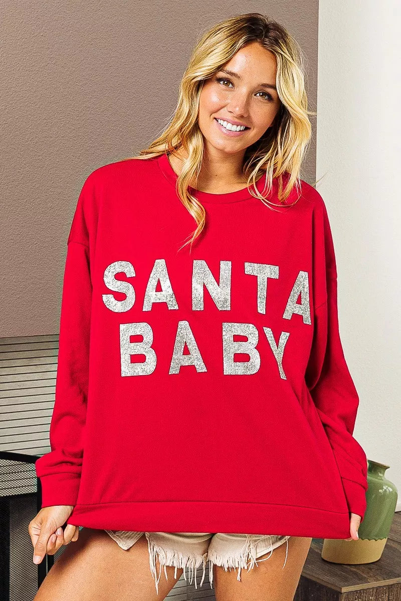 BiBi Santa Baby Lettering Christmas Sweatshirt