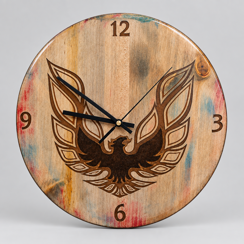 Handcrafted 13" Carved Pontiac Trans Am Wooden Wall Clock