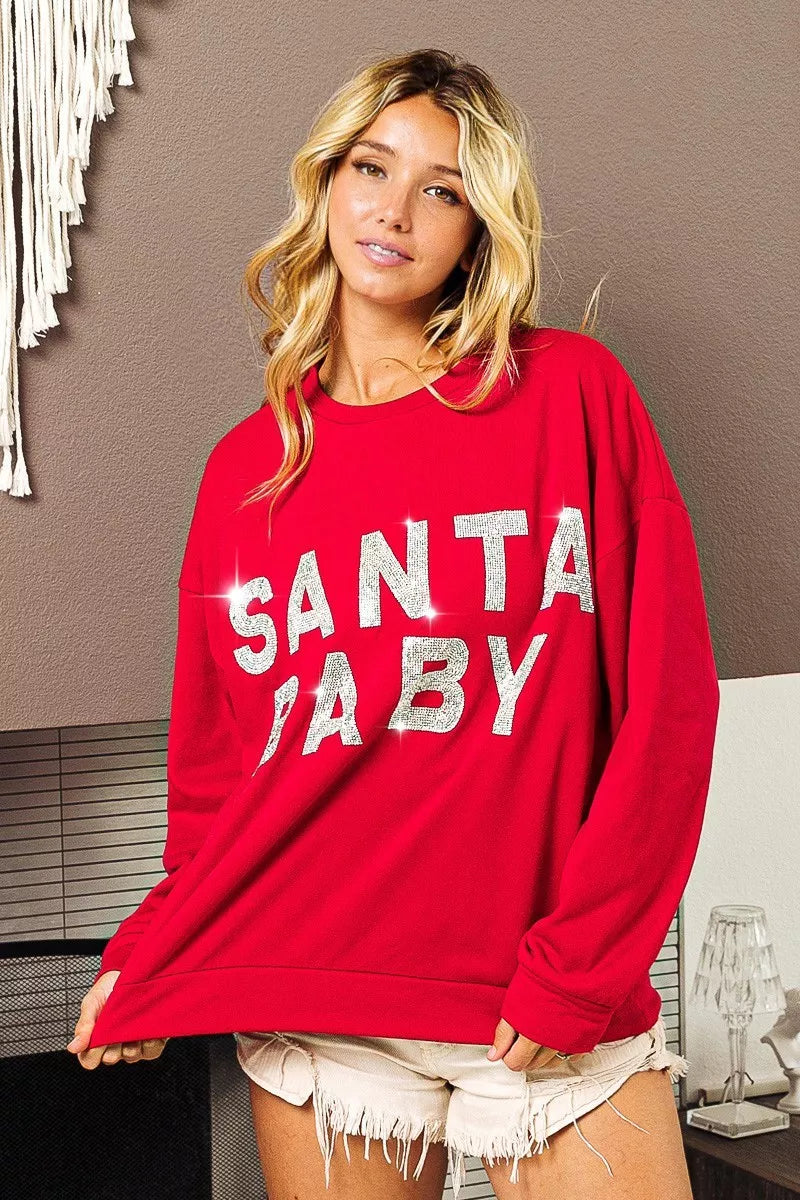 BiBi Santa Baby Lettering Christmas Sweatshirt