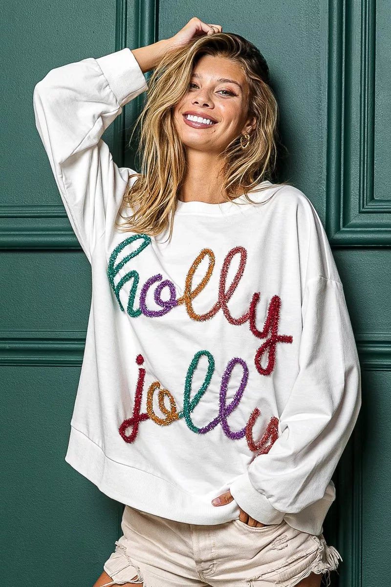 BiBi Holly Jolly Christmas French Terry Sweatshirt