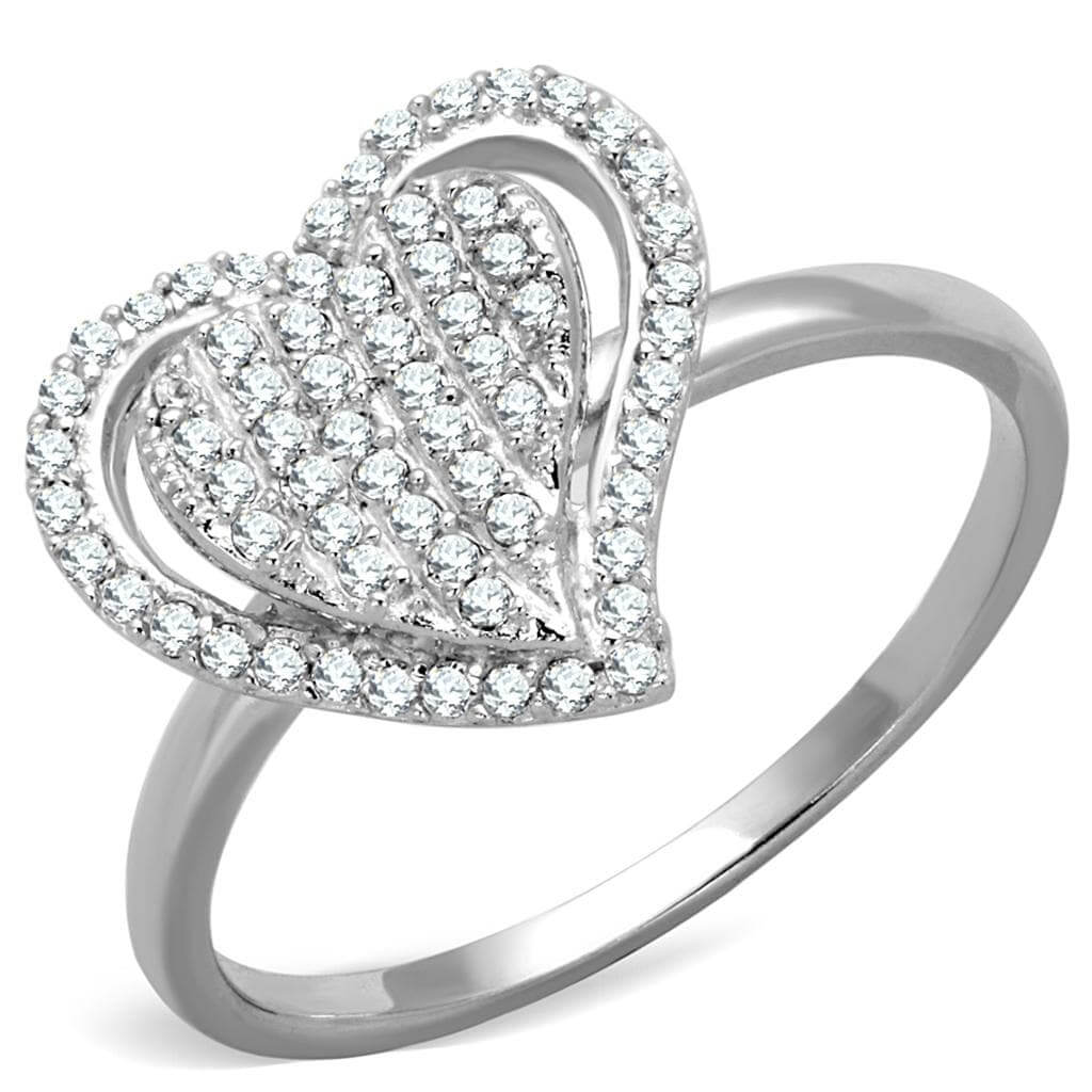 TS192 - Rhodium 925 Silver Ring with AAA CZ | Ferris Deals